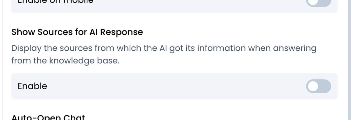 Enable Show Sources for AI Response
