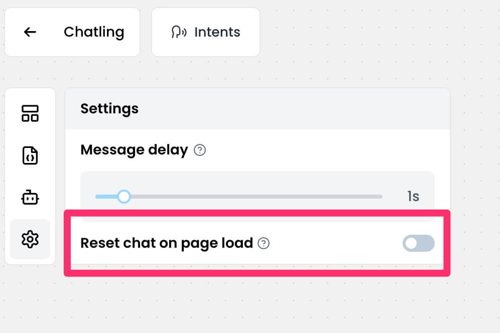 Toggle reset chat on page load
