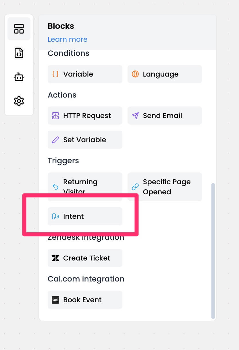 Drag and drop Intent trigger