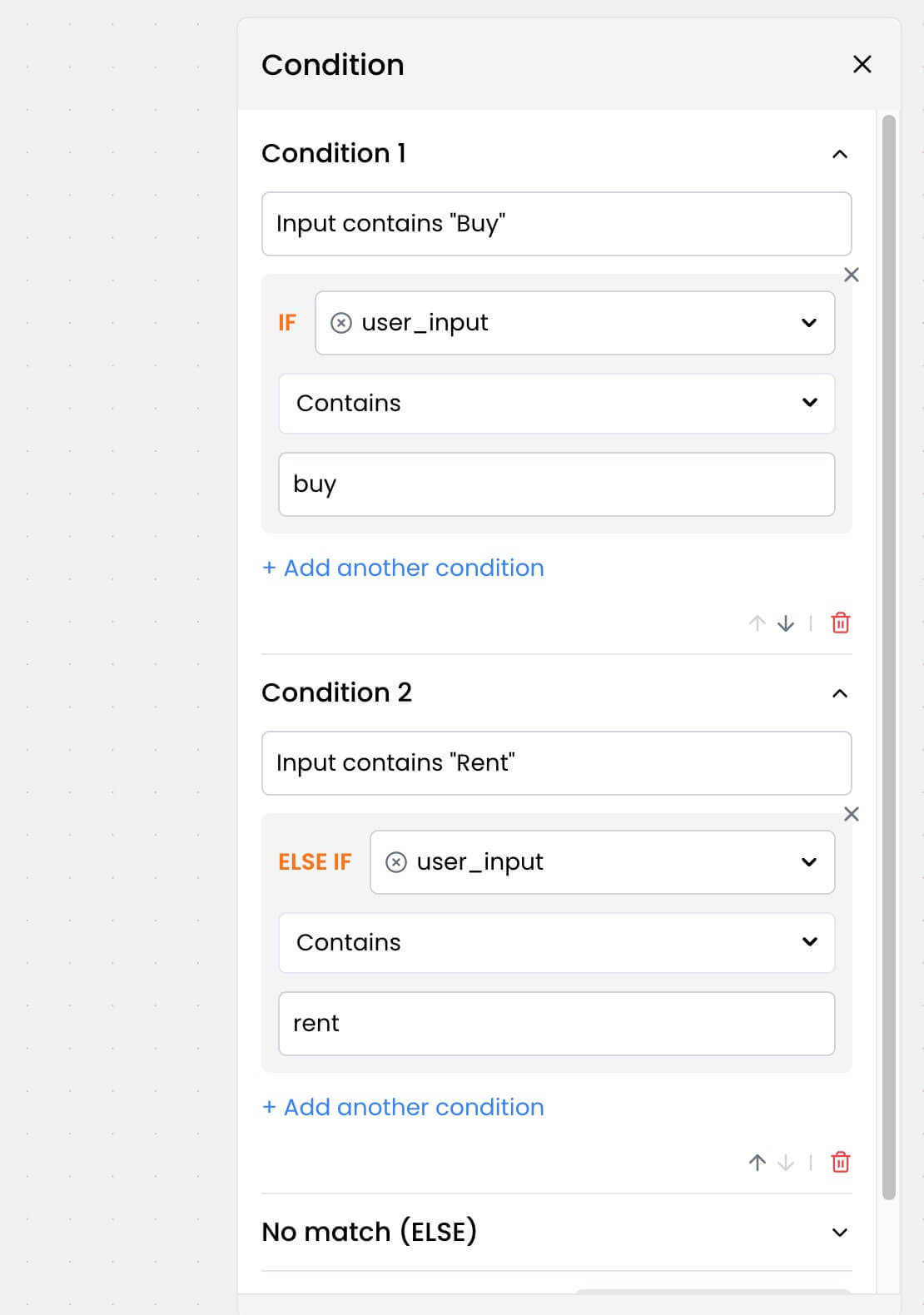 Real estate conditions setup example