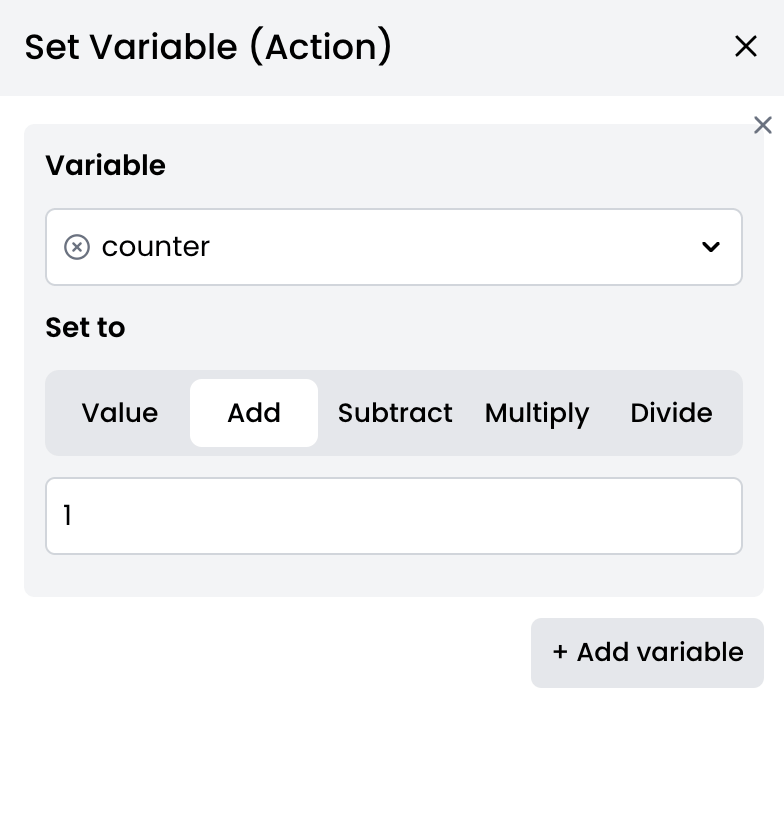 Configure Set Variable block